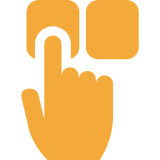 Finger touching a square symbol