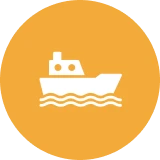 Boat icon on orange circle