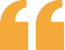 Stylized quote mark, orange and black.